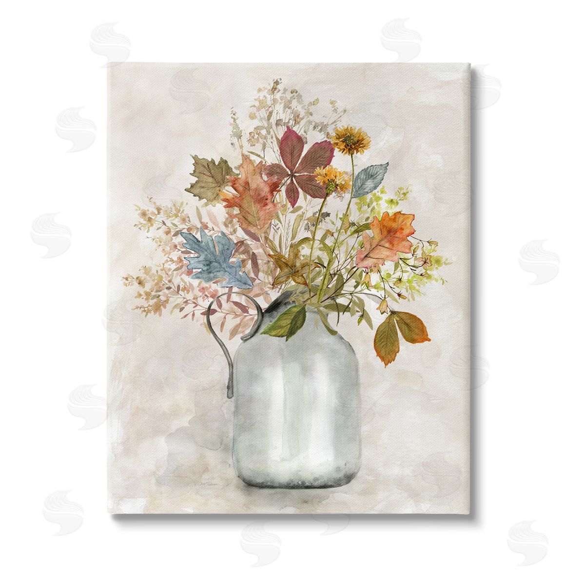 Carol Robinson Autumn Florals in Jug Stretched Canvas Wall Art Print