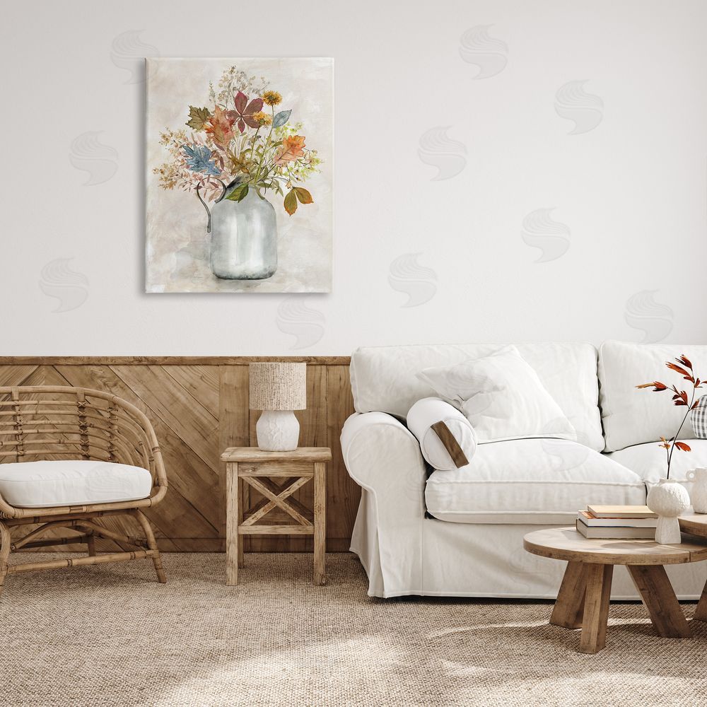 Carol Robinson Autumn Florals in Jug Canvas Wall Art Print in Room