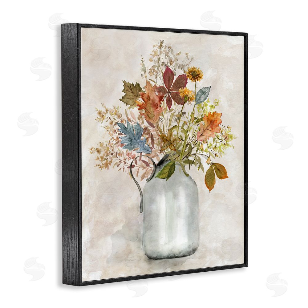 Carol Robinson Autumn Florals in Jug Black Framed Giclee Wall Art Print