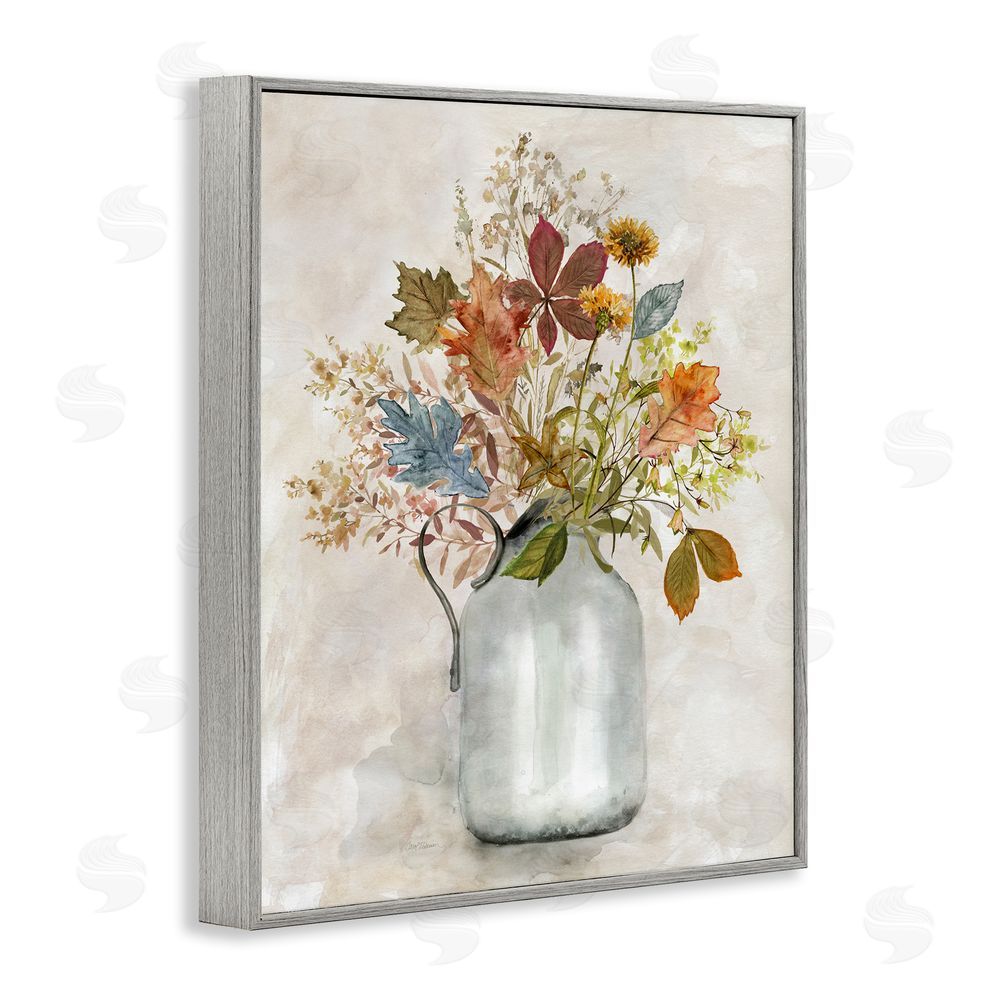 Carol Robinson Autumn Florals in Jug Gray Framed Giclee Wall Art Print