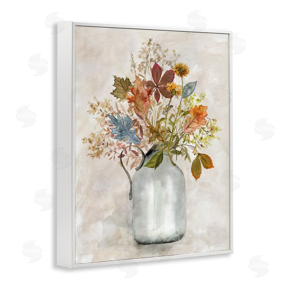 Carol Robinson Autumn Florals in Jug White Framed Giclee Wall Art Print
