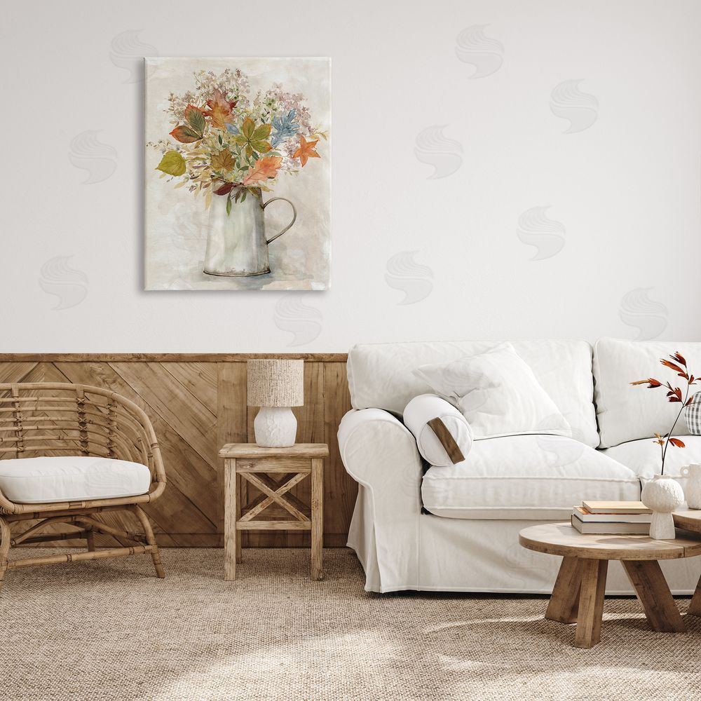 Carol Robinson Fall Florals Country Jug Canvas Wall Art Print in Room