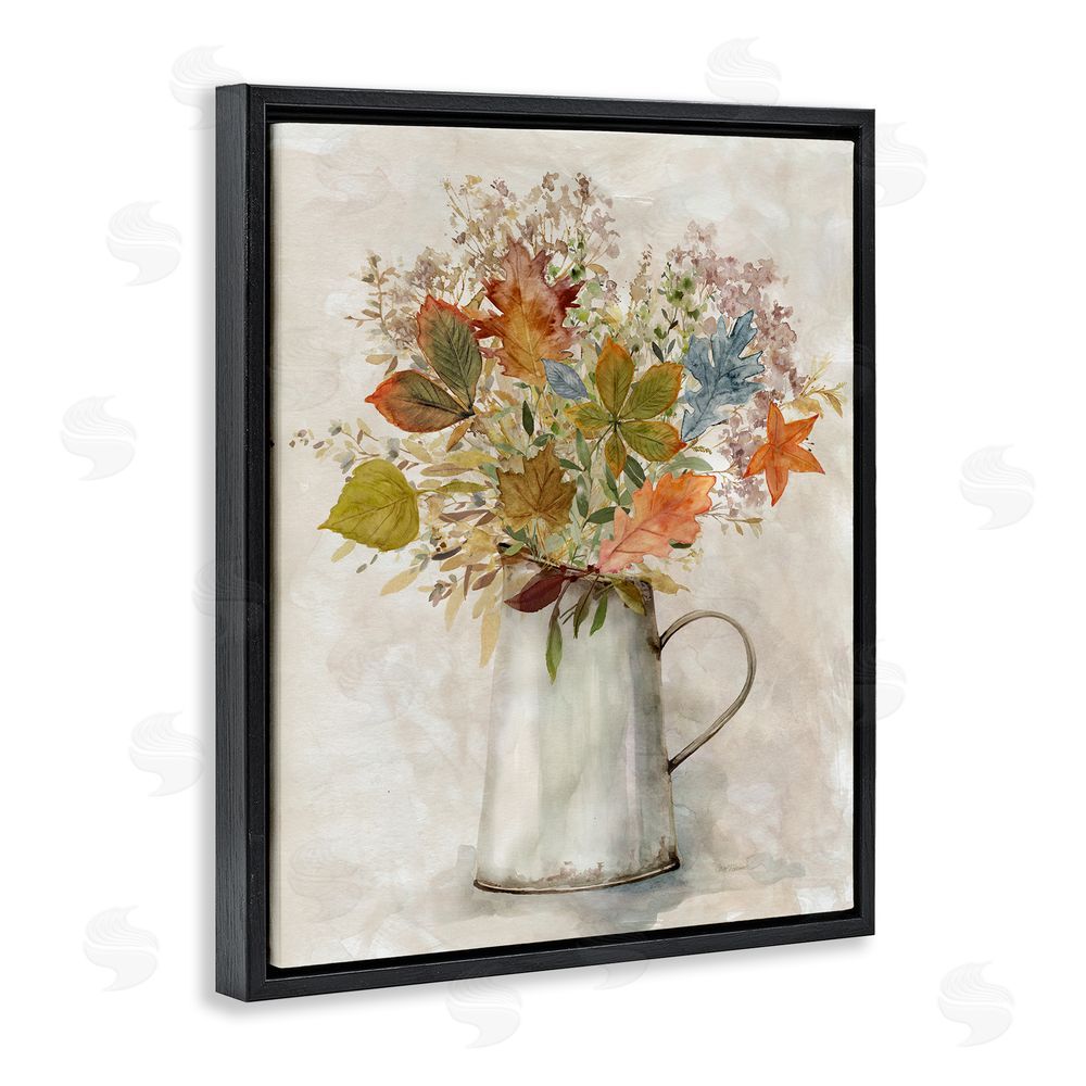 Carol Robinson Fall Florals Country Jug Black Floating Frame Canvas Wall Art Print