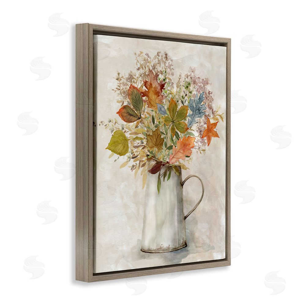 Carol Robinson Fall Florals Country Jug Brown Floating Frame Canvas Wall Art Print