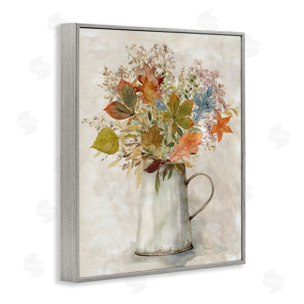 Carol Robinson Fall Florals Country Jug Gray Framed Giclee Wall Art Print