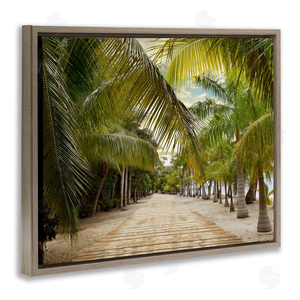Natalie Carpentieri Tropical Boardwalk Path Brown Floating Frame Canvas Wall Art Print
