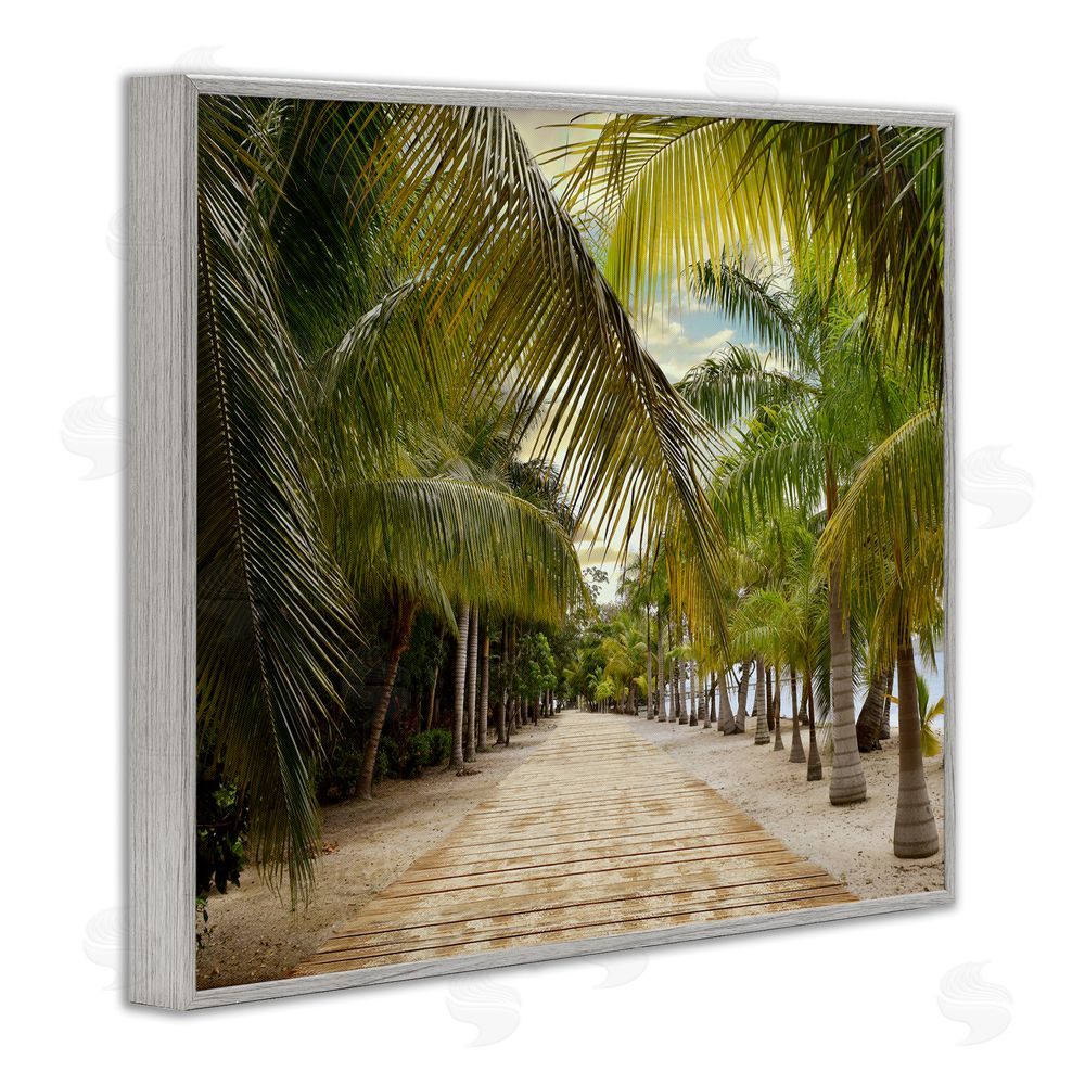 Natalie Carpentieri Tropical Boardwalk Path Gray Framed Giclee Wall Art Print