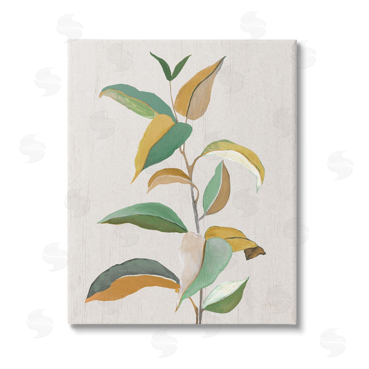 Janet Tava Modern Herb Leaves Stretched Canvas Wall Art Print
