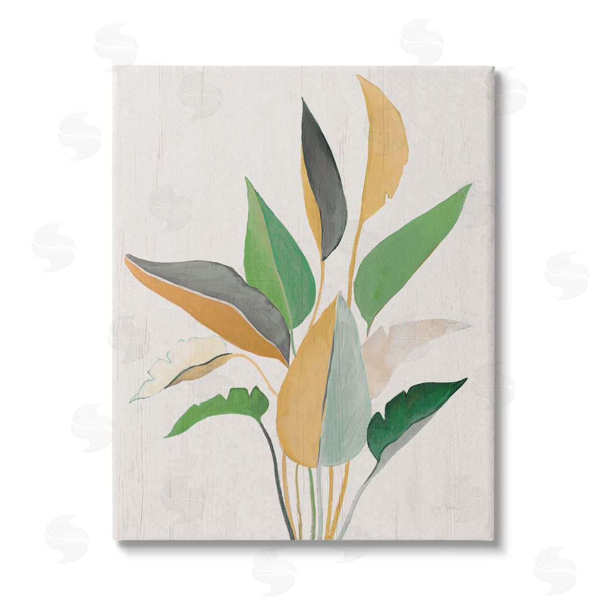 Janet Tava Neutral Botanical Leaves Stretched Canvas Wall Art Print