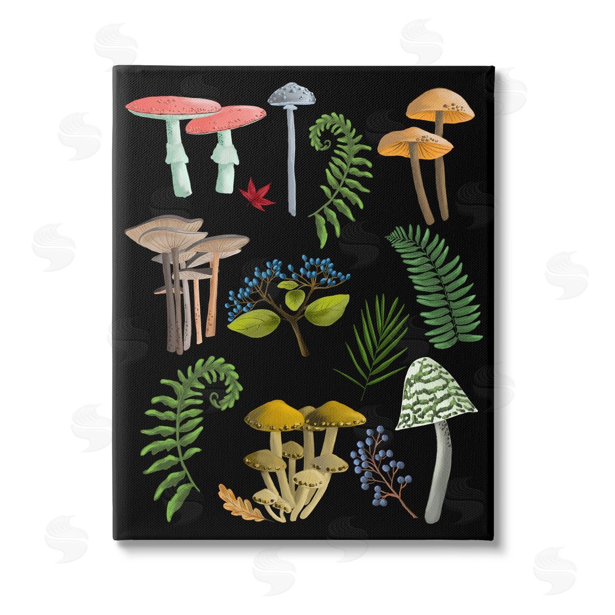Regina Moore Forest Mushrooms & Plants Stretched Canvas Wall Art Print