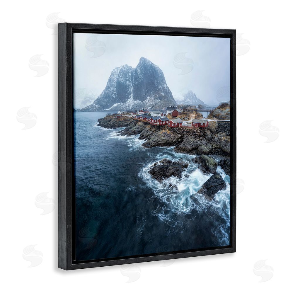 Danny Head Coastal Ocean Village Black Floating Frame Canvas Wall Art Print