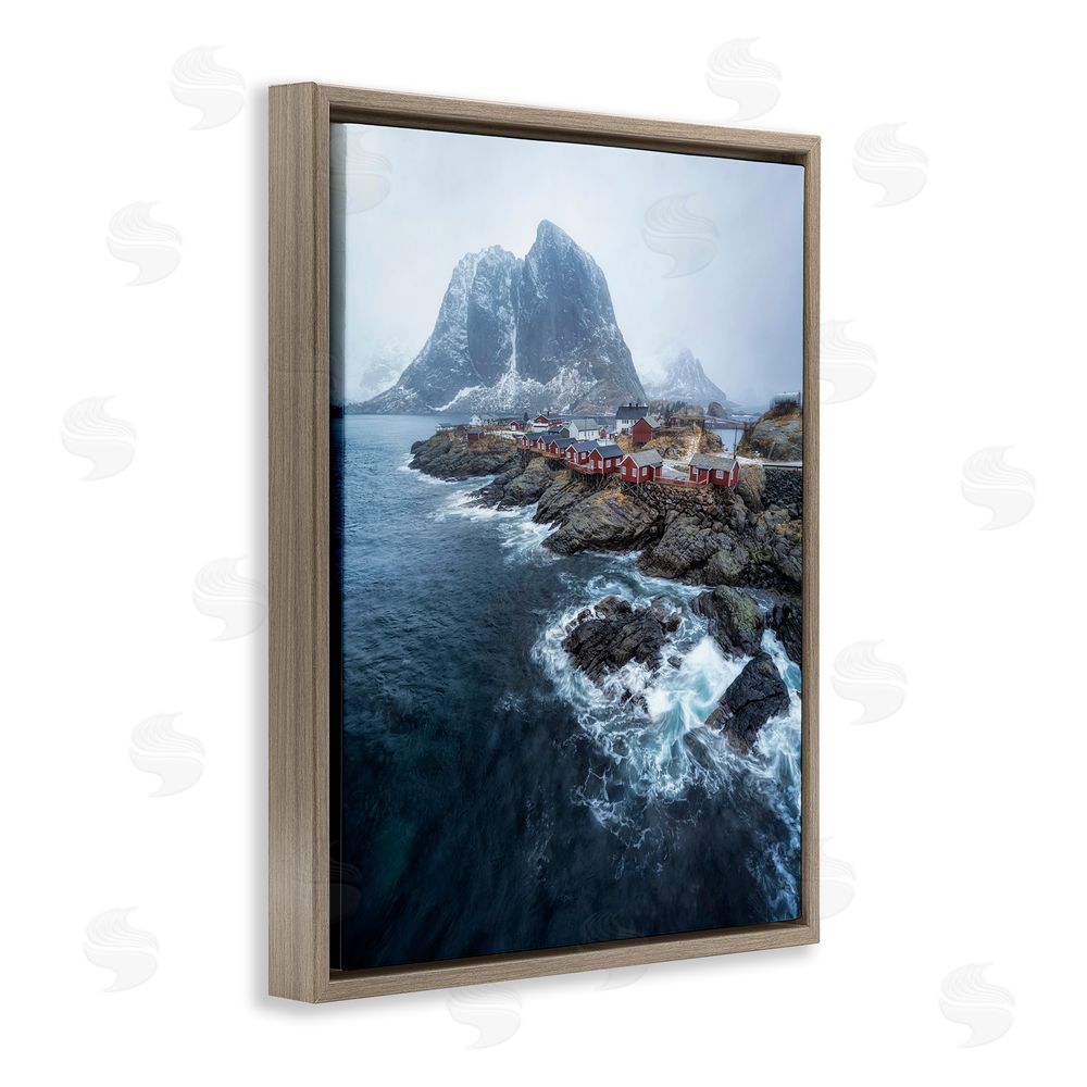 Danny Head Coastal Ocean Village Brown Floating Frame Canvas Wall Art Print
