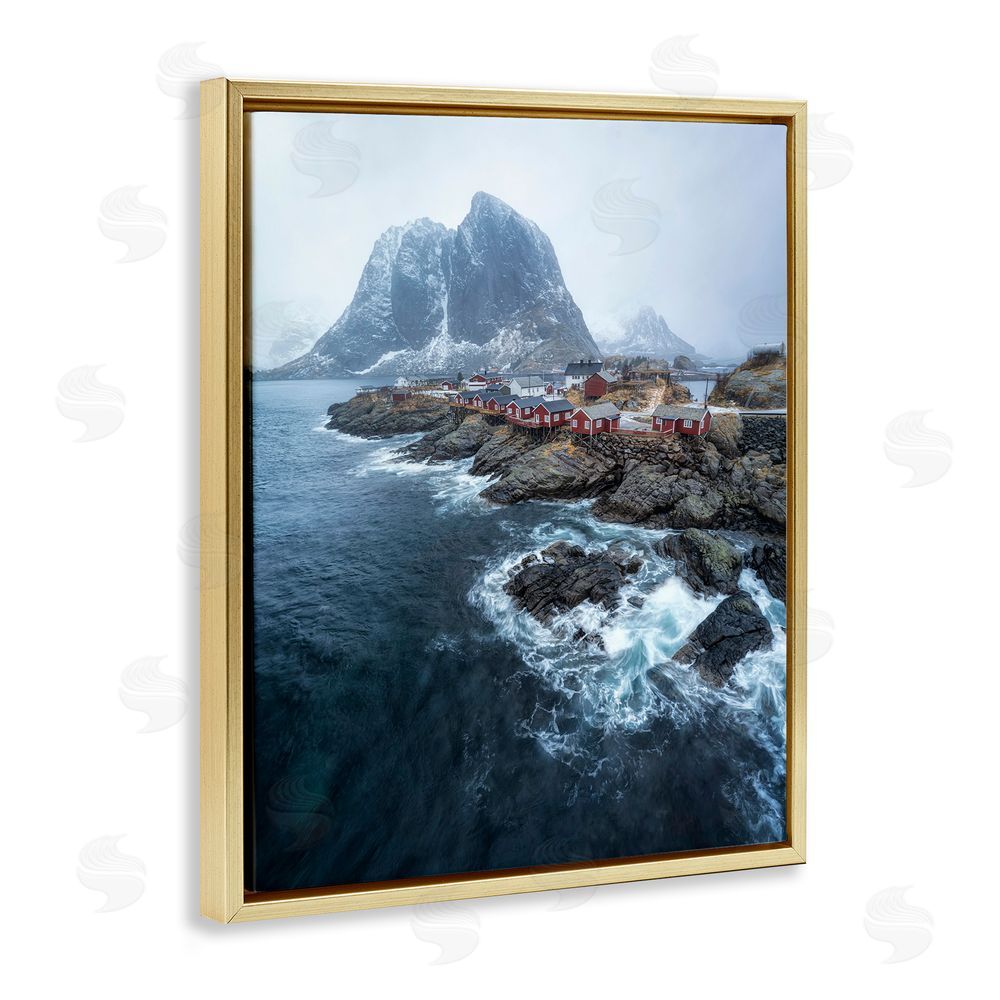 Danny Head Coastal Ocean Village Gold Floating Frame Canvas Wall Art Print