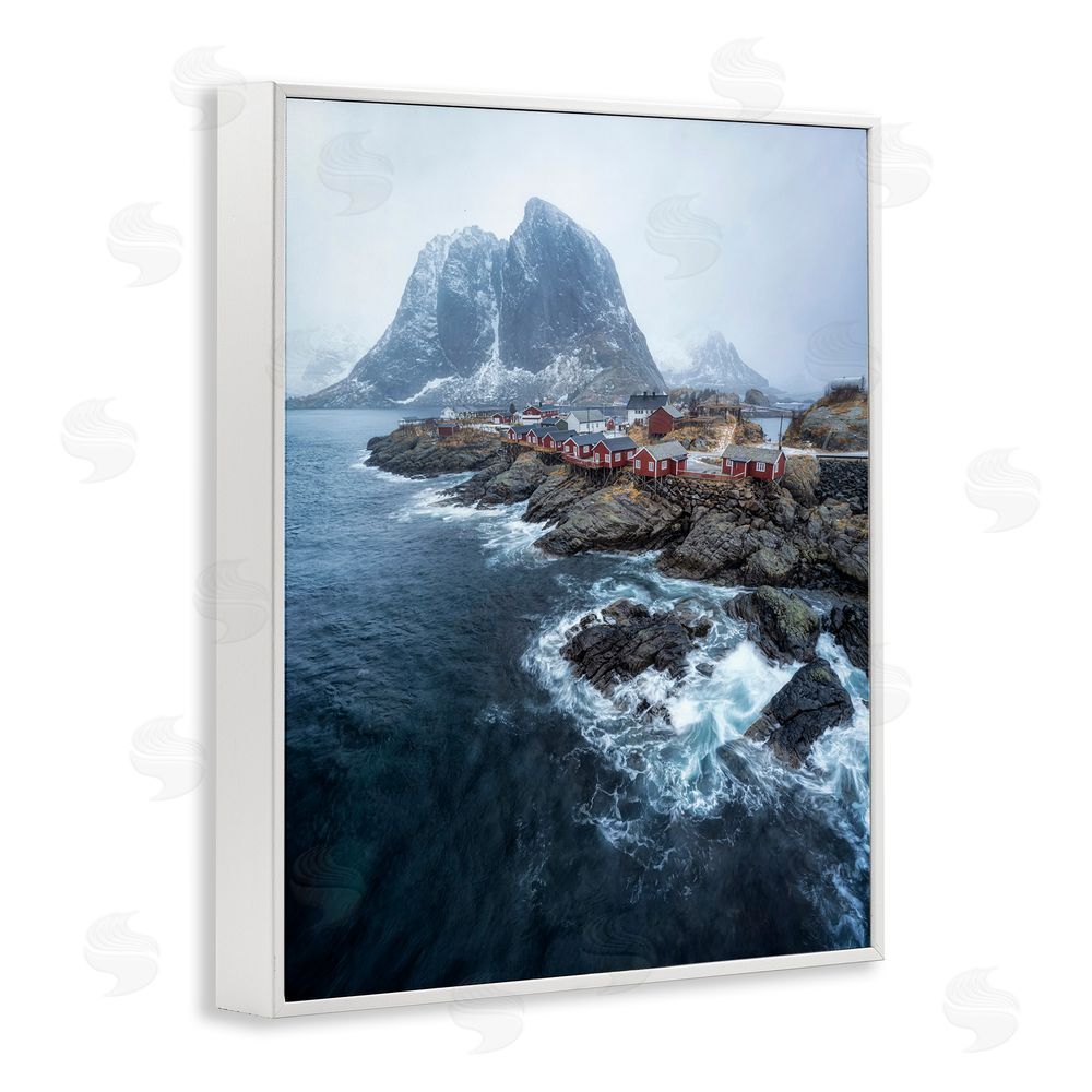 Danny Head Coastal Ocean Village White Framed Giclee Wall Art Print