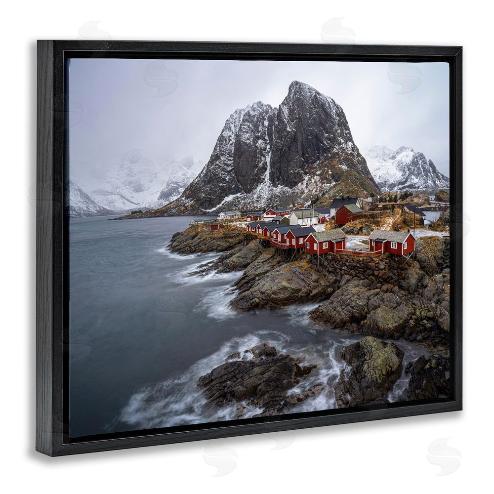Danny Head Cliffside Nautical Town Black Floating Frame Canvas Wall Art Print