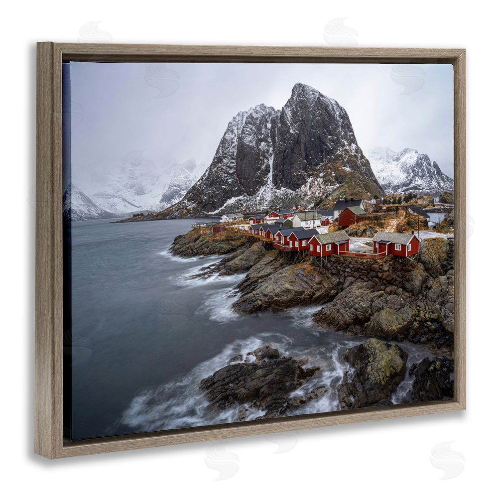 Danny Head Cliffside Nautical Town Brown Floating Frame Canvas Wall Art Print