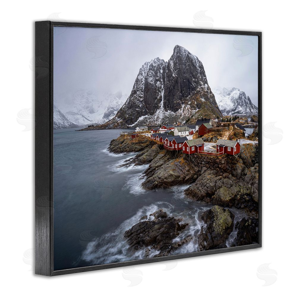Danny Head Cliffside Nautical Town Black Framed Giclee Wall Art Print