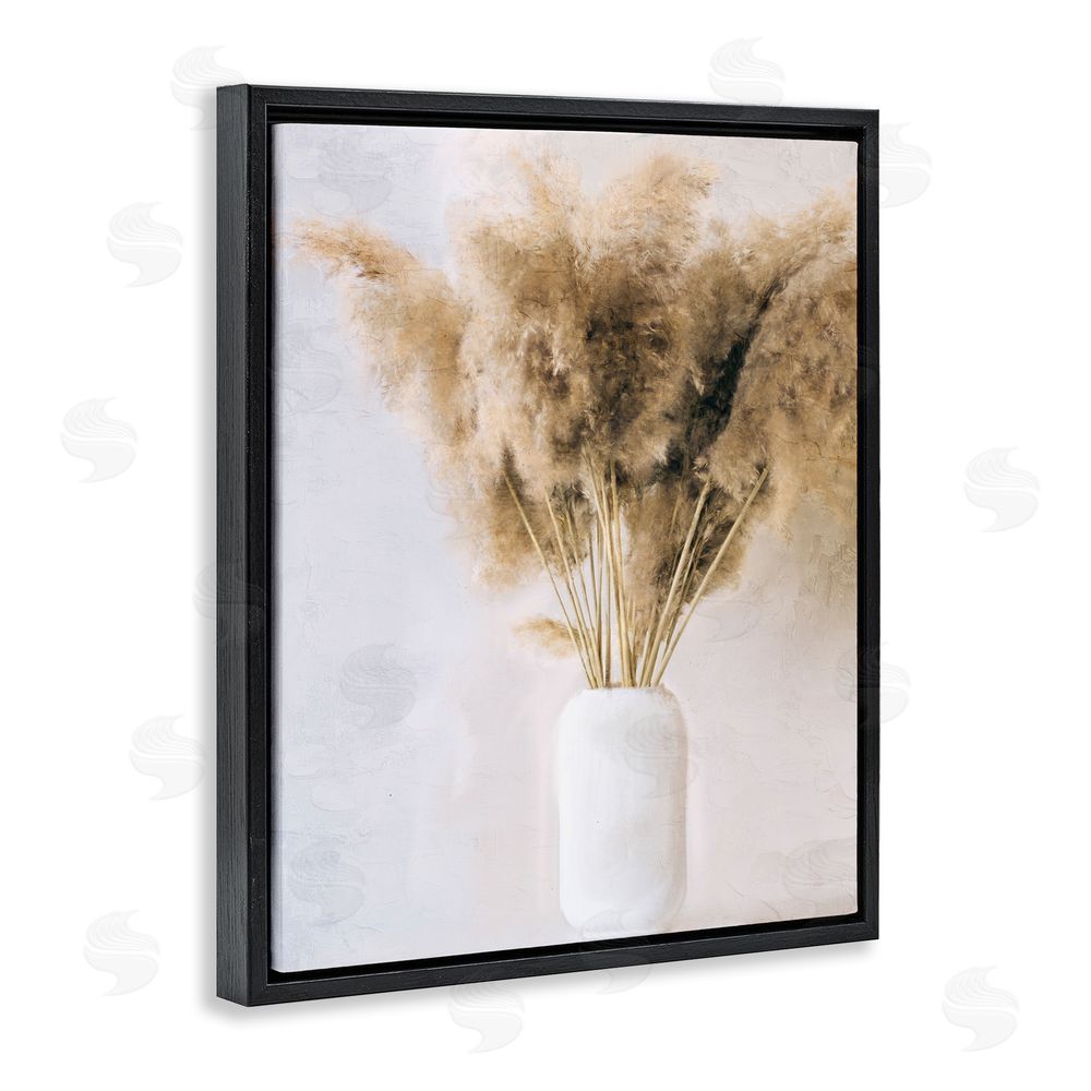Anne Bailey Country Reeds in Vase Black Floating Frame Canvas Wall Art Print