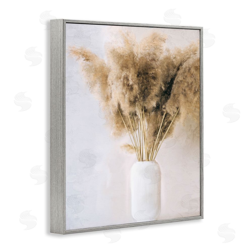 Anne Bailey Country Reeds in Vase Gray Framed Giclee Wall Art Print