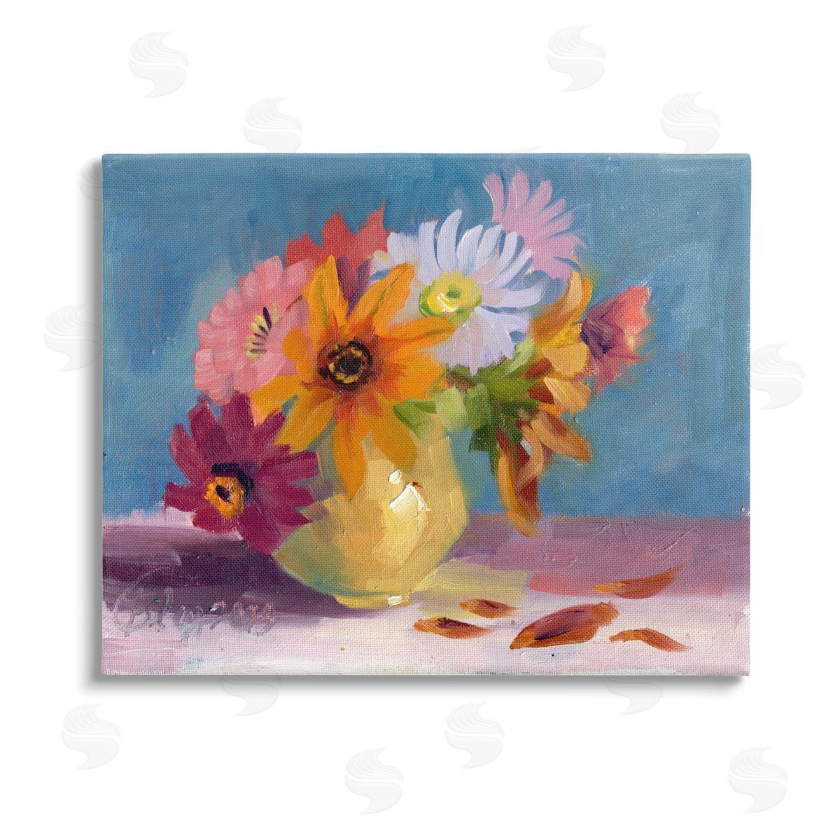 Bley Hack Vivid Mums Painting Stretched Canvas Wall Art Print
