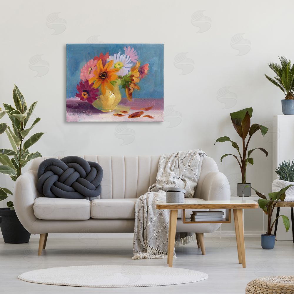 Bley Hack Vivid Mums Painting Canvas Wall Art Print in Room