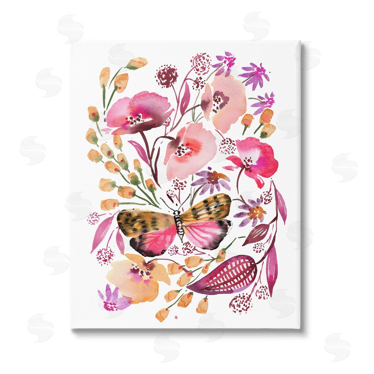 Bley Hack Abstract Pink Botanicals Stretched Canvas Wall Art Print
