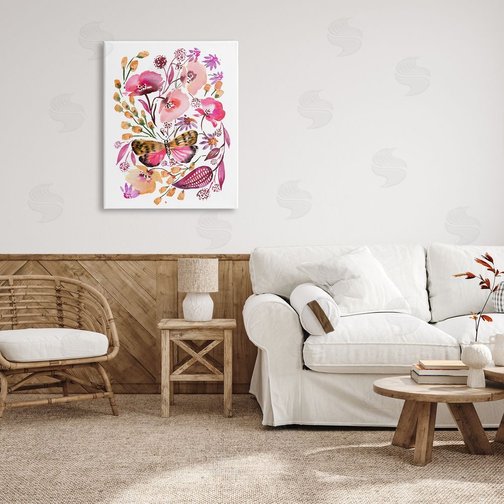 Bley Hack Abstract Pink Botanicals Canvas Wall Art Print in Room