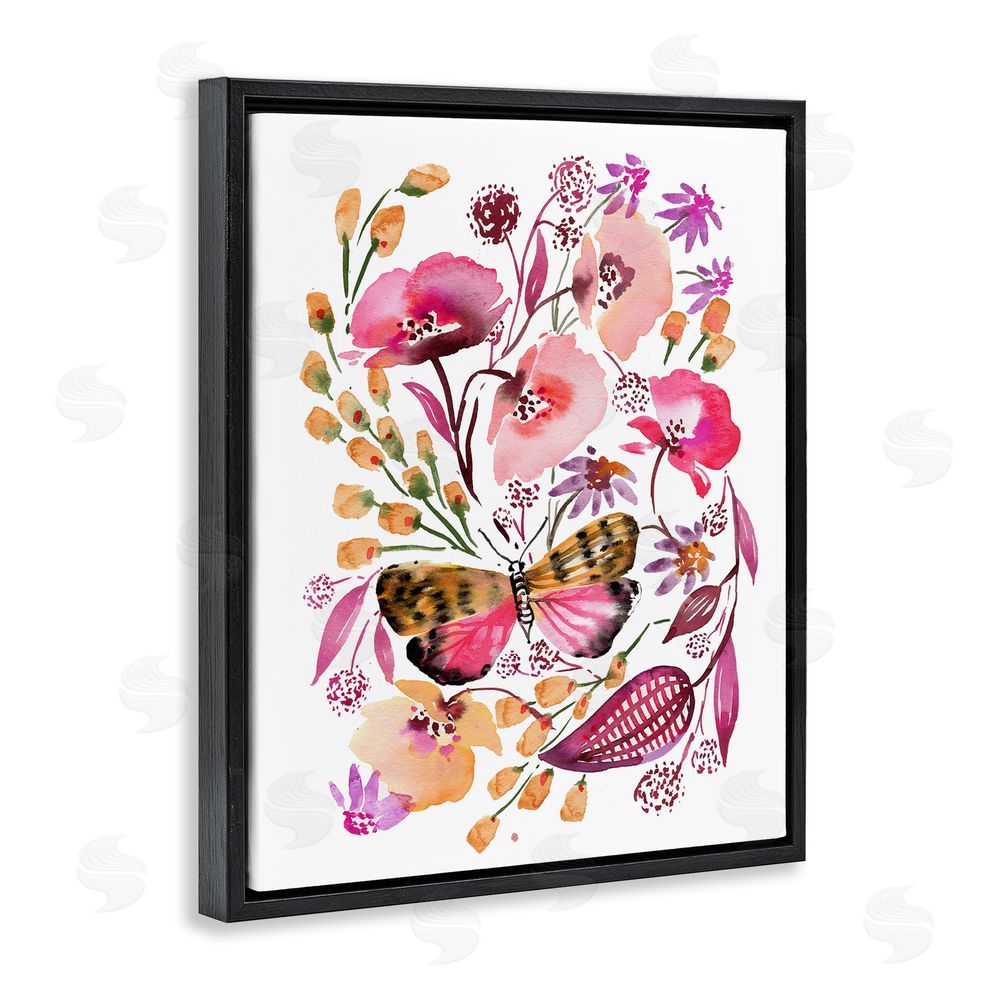 Bley Hack Abstract Pink Botanicals Black Floating Frame Canvas Wall Art Print
