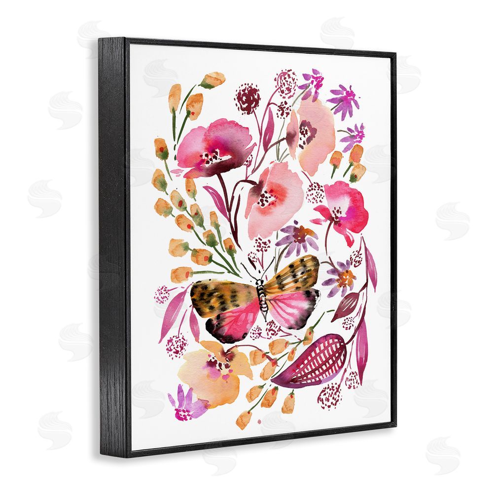 Bley Hack Abstract Pink Botanicals Black Framed Giclee Wall Art Print