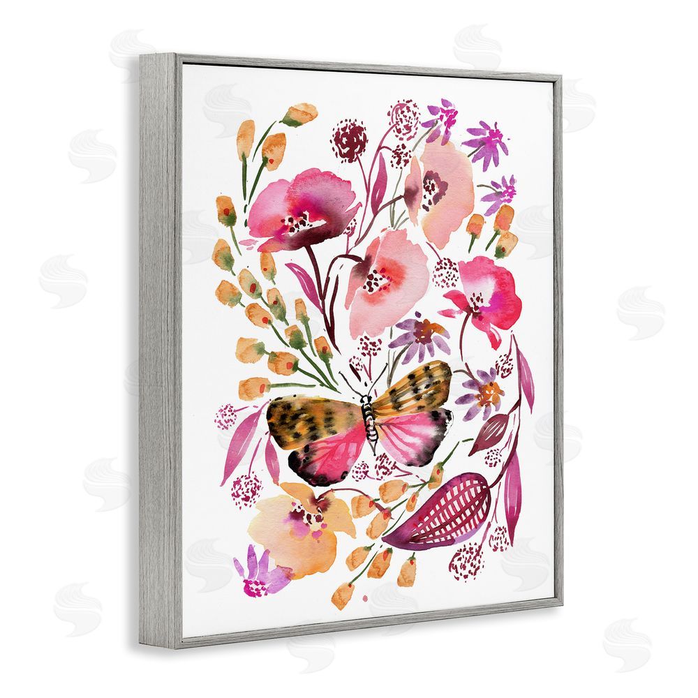 Bley Hack Abstract Pink Botanicals Gray Framed Giclee Wall Art Print