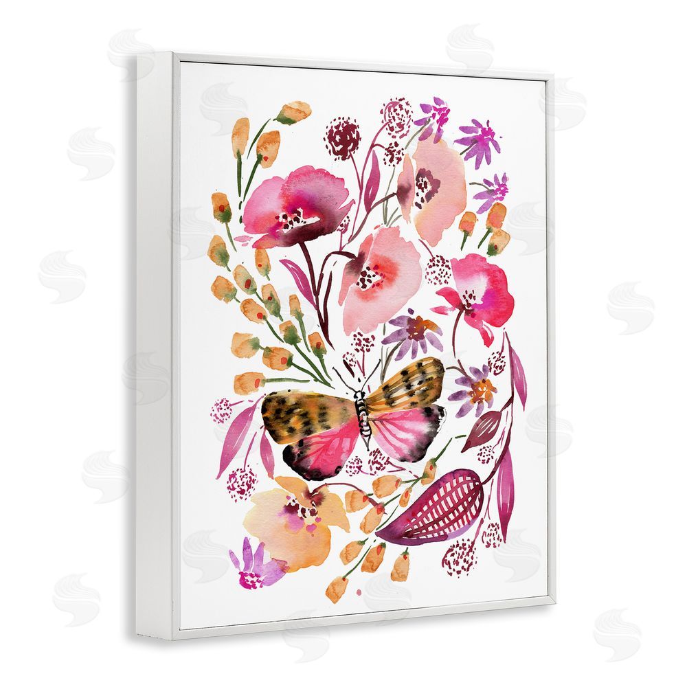 Bley Hack Abstract Pink Botanicals White Framed Giclee Wall Art Print