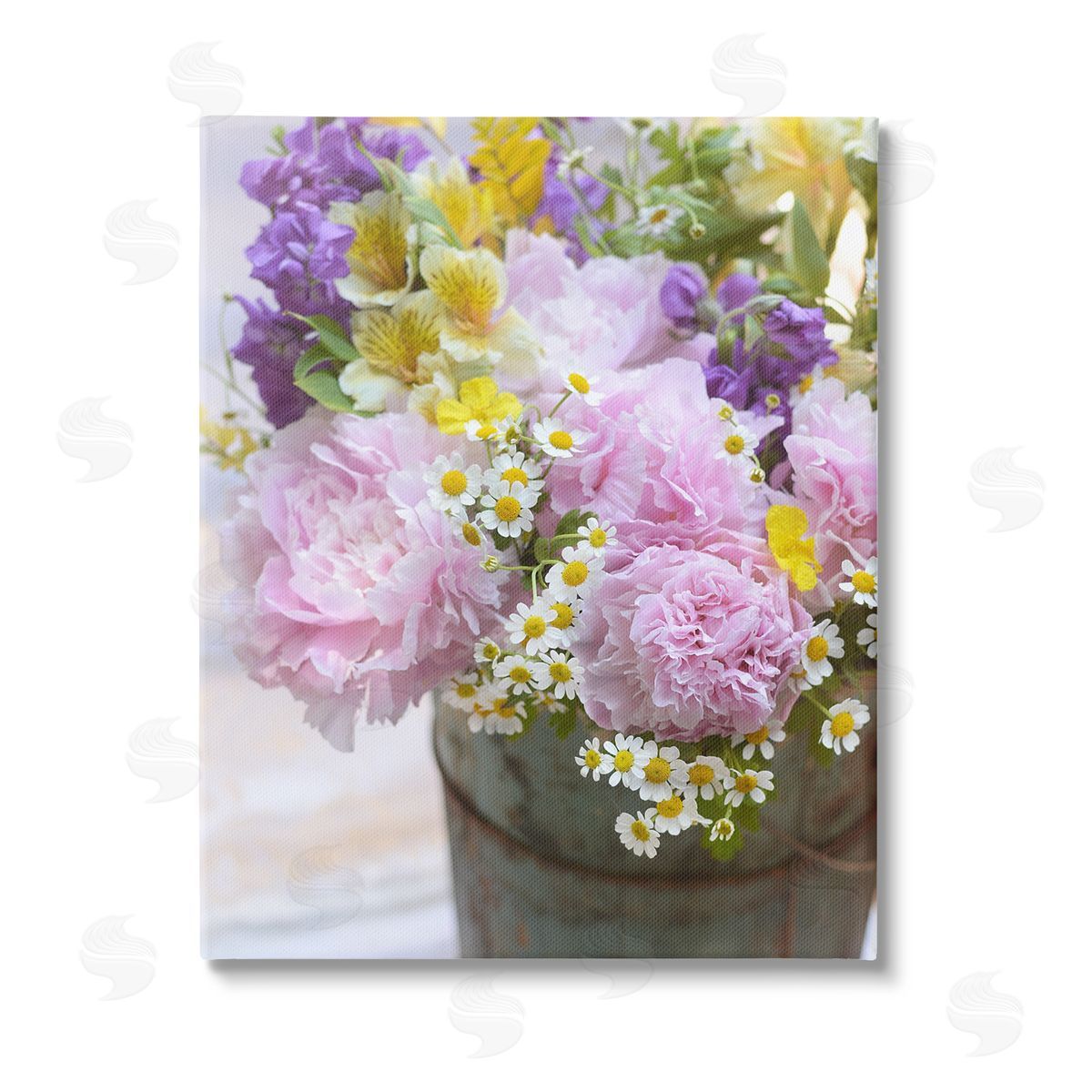 Claire Brocato Spring Blooms in Bucket Stretched Canvas Wall Art Print