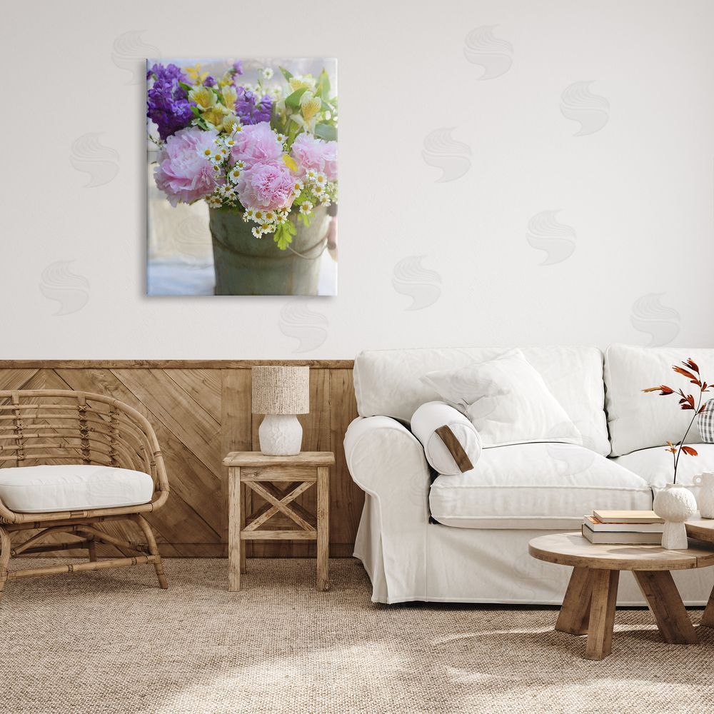 Claire Brocato Farmhouse Spring Blossoms Canvas Wall Art Print in Room