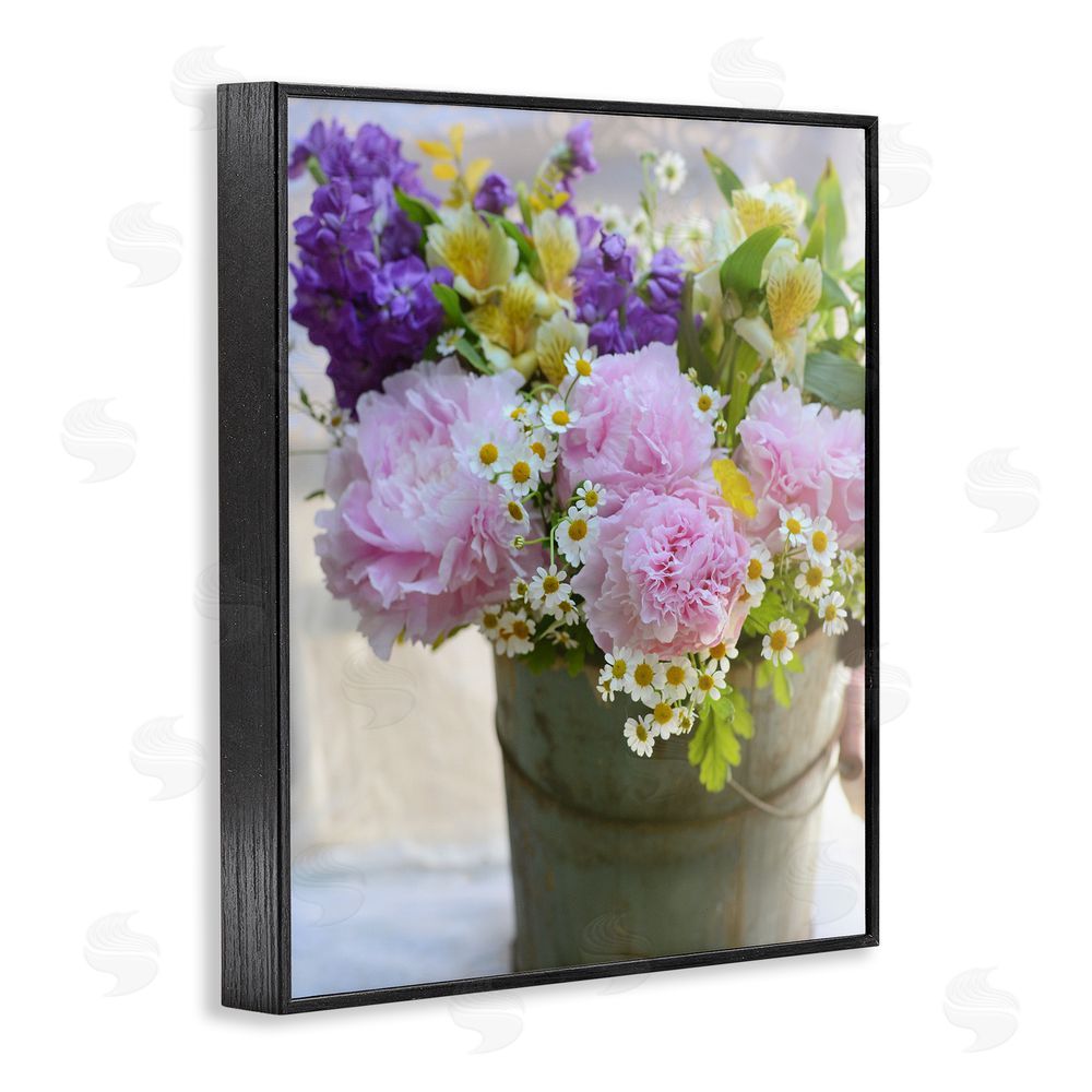 Claire Brocato Farmhouse Spring Blossoms Black Framed Giclee Wall Art Print