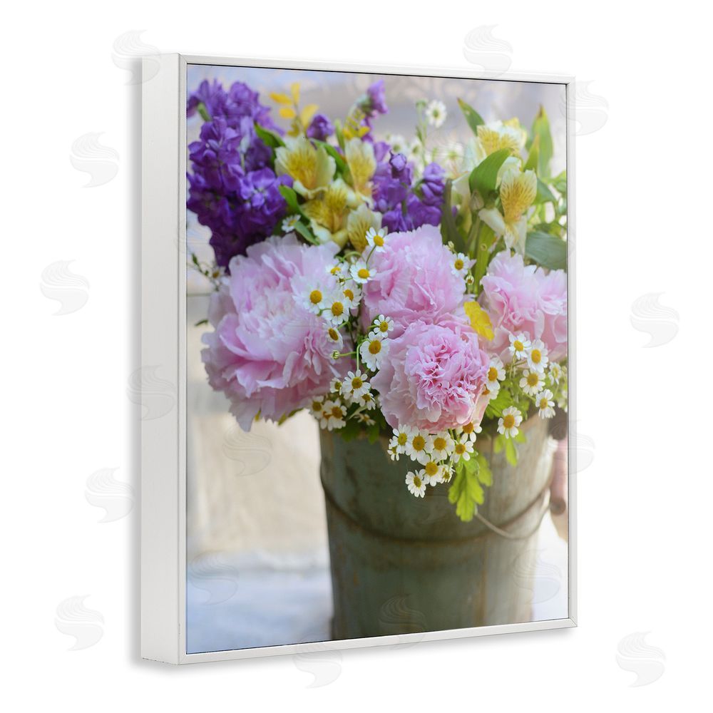 Claire Brocato Farmhouse Spring Blossoms White Framed Giclee Wall Art Print