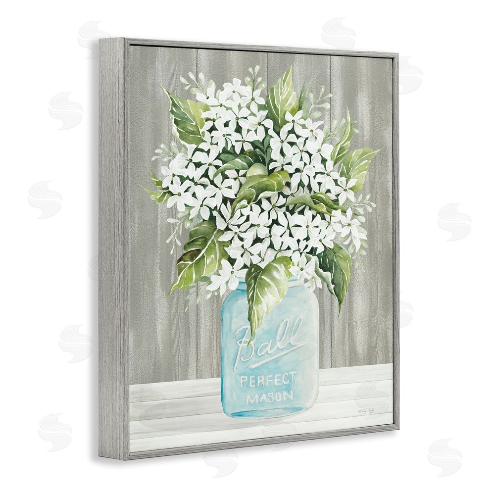 Cindy Jacobs Rustic Jar Bouquet Gray Framed Giclee Wall Art Print