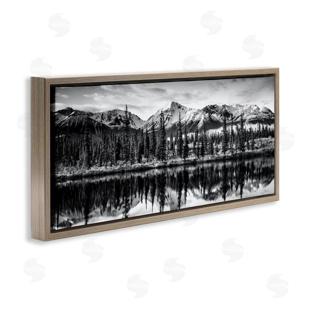 Daniel Sproul Monochrome Lake Reflection Brown Floating Frame Canvas Wall Art Print
