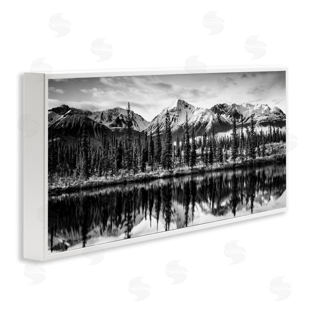 Daniel Sproul Monochrome Lake Reflection White Framed Giclee Wall Art Print