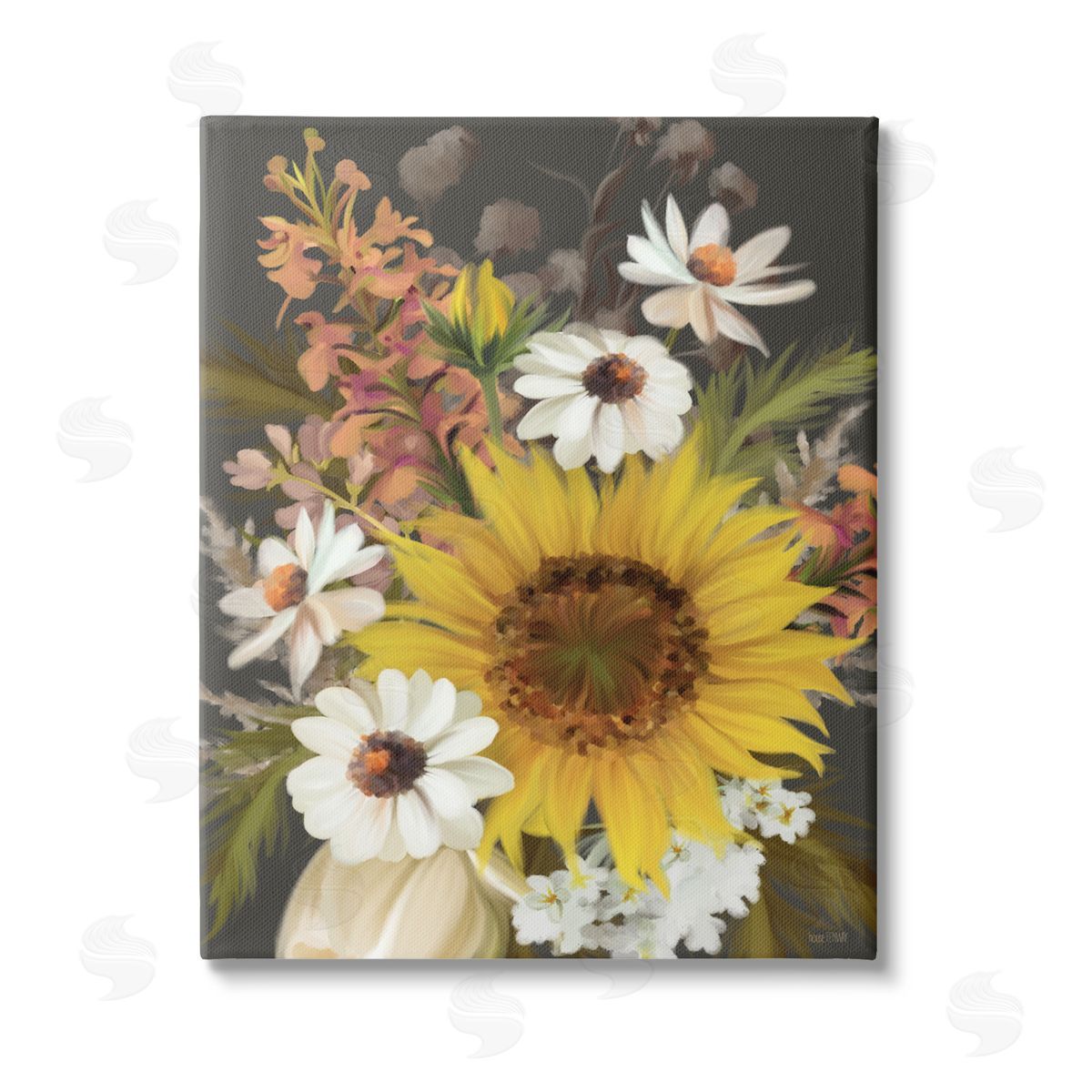 House Fenway Vintage Rural Florals Stretched Canvas Wall Art Print