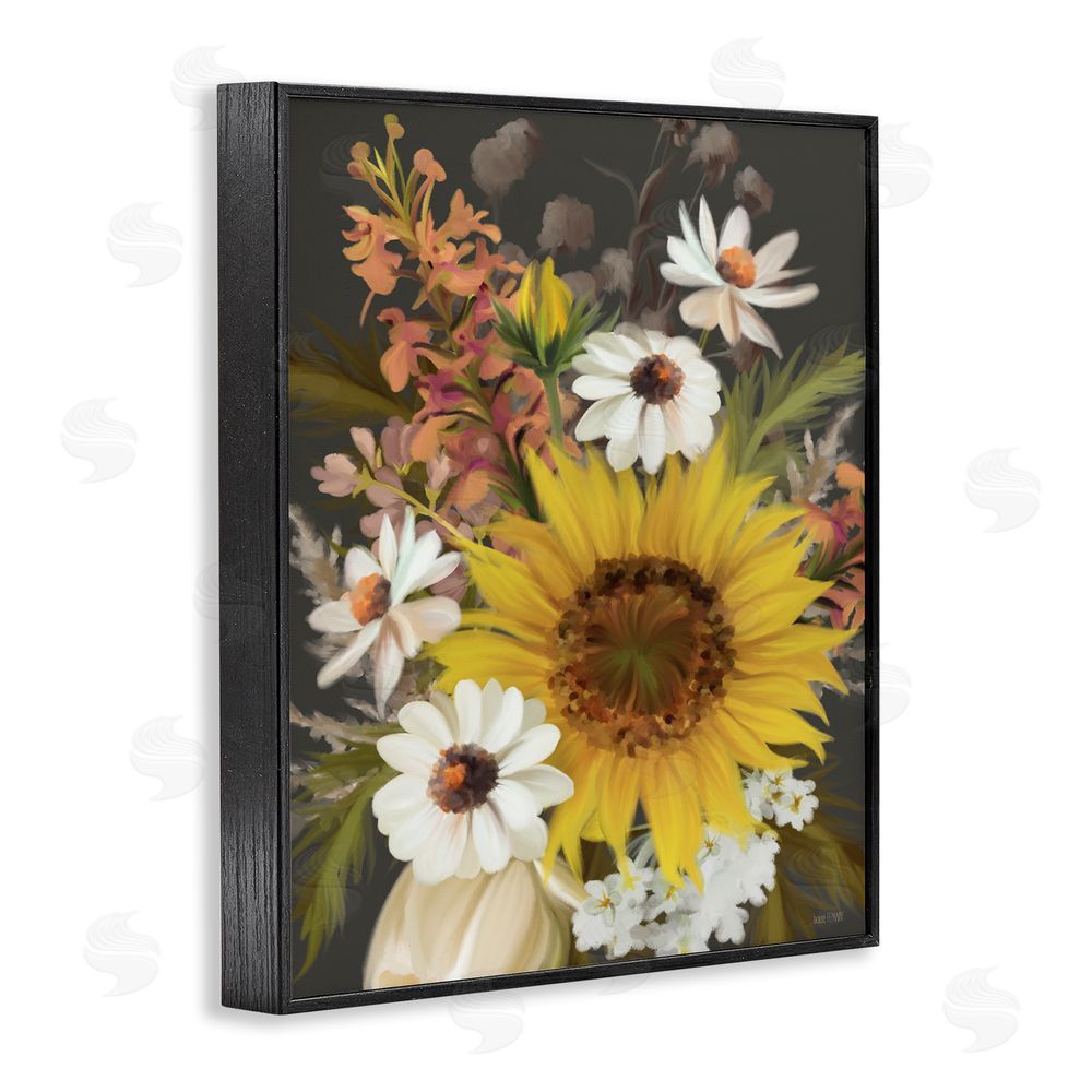 House Fenway Vintage Rural Florals Black Framed Giclee Wall Art Print