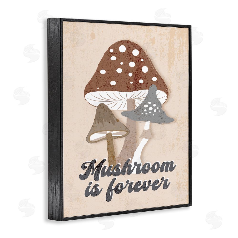 Martina Pavlova Retro Mushroom is Forever Black Framed Giclee Wall Art Print