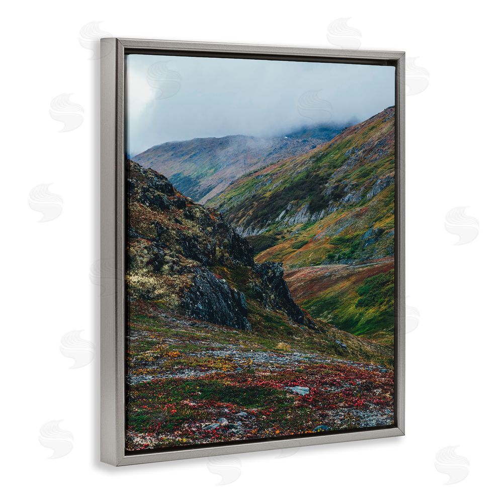 Daniel Sproul Mountain Peaks Scenery Grey Floating Frame Canvas Wall Art Print