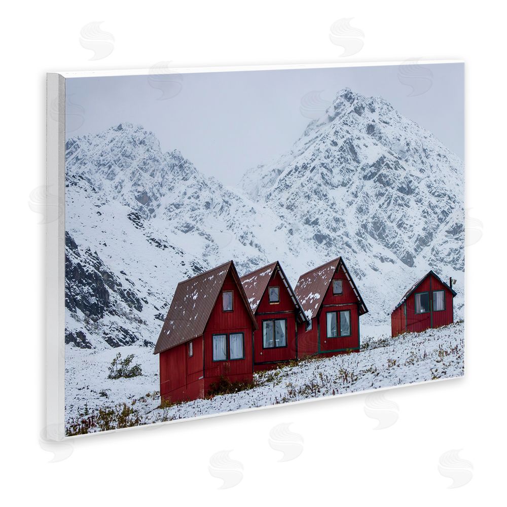 Daniel Sproul Snowy Mountain Shacks Wall Plaque Art Print