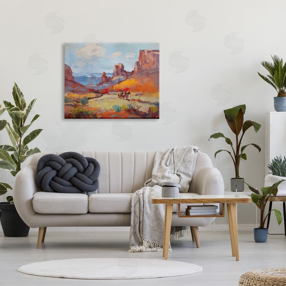 Ziwei Li Canyon Cowboys Painting Canvas Wall Art Print in Room