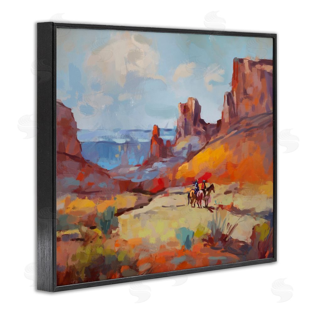 Ziwei Li Canyon Cowboys Painting Black Framed Giclee Wall Art Print
