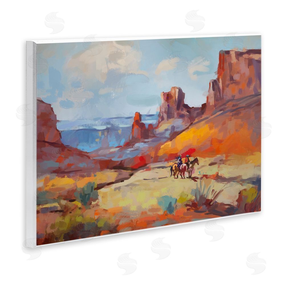 Ziwei Li Canyon Cowboys Painting Wall Plaque Art Print