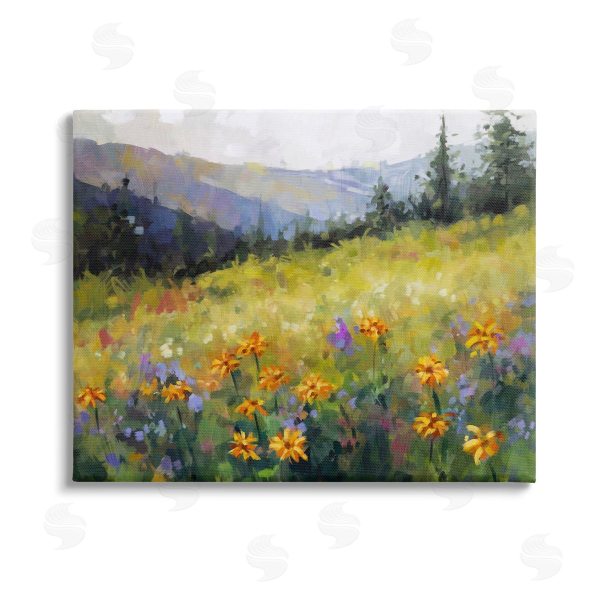 Ziwei Li Flower Meadow Painting Stretched Canvas Wall Art Print