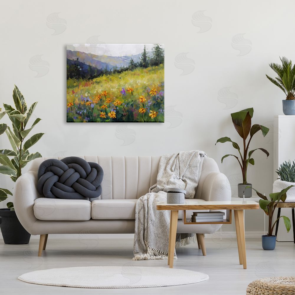 Ziwei Li Flower Meadow Painting Canvas Wall Art Print in Room