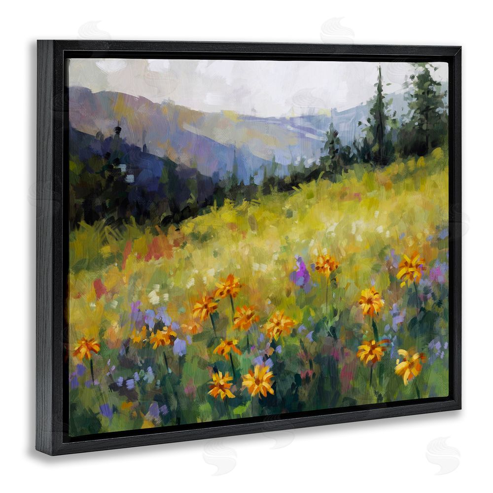 Ziwei Li Flower Meadow Painting Black Floating Frame Canvas Wall Art Print