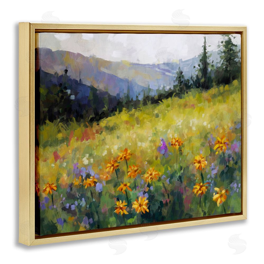 Ziwei Li Flower Meadow Painting Gold Floating Frame Canvas Wall Art Print